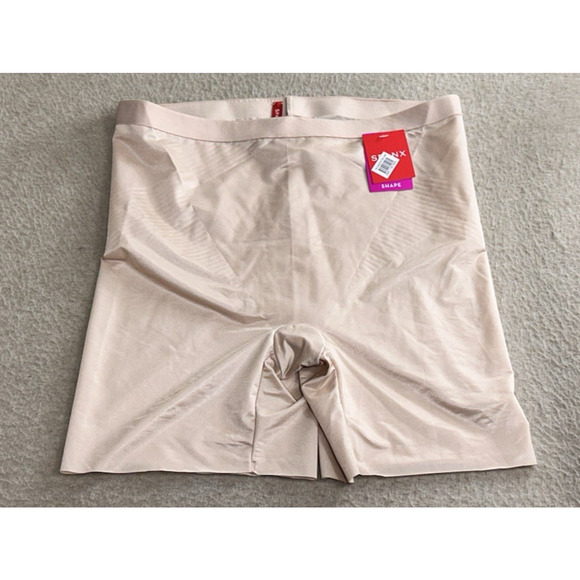 Spanx Thinstincts 2.0 High-Waisted Mid-Thigh Girl Shorts Sz XL Shapewear Beige - Picture 2 of 5